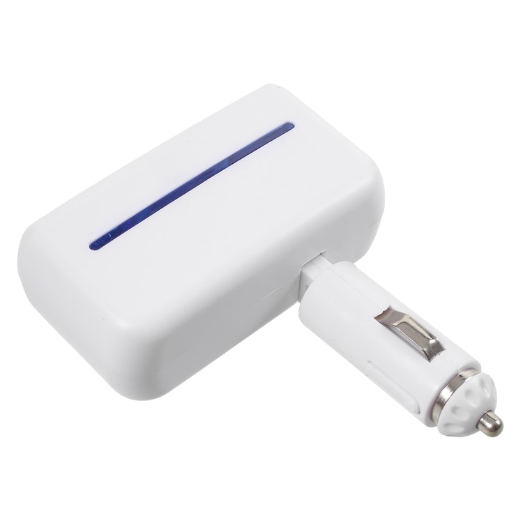 OLESSON 1630 90° Rotary Joint 120W 1 to Double Cigarette Lighter Sockets + 2 USB Ports Car Charger - White-3