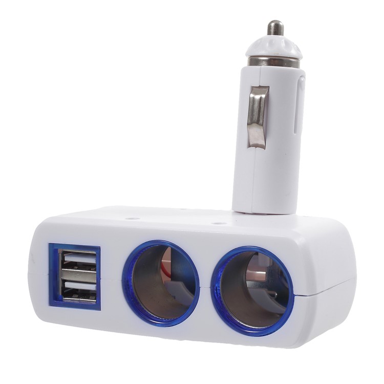 OLESSON 1630 90° Rotary Joint 120W 1 to Double Cigarette Lighter Sockets + 2 USB Ports Car Charger - White-6