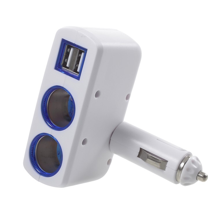 OLESSON 1630 90° Rotary Joint 120W 1 to Double Cigarette Lighter Sockets + 2 USB Ports Car Charger - White-7