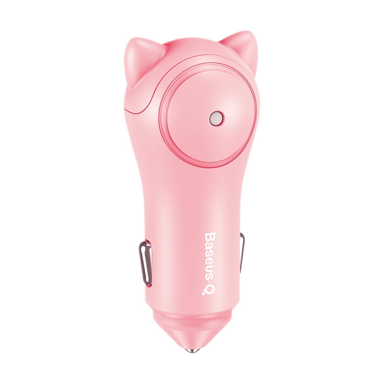 BASEUS Adorkable DC12-24V Input Dual Port Output Car Charger for iPhone iPad Samsung etc. - Pink-2