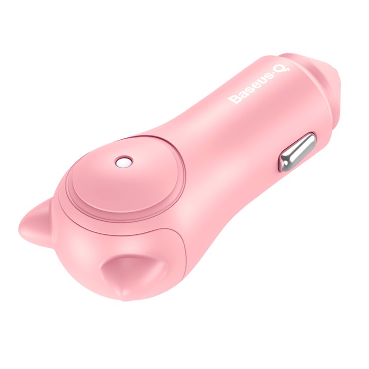 BASEUS Adorkable DC12-24V Input Dual Port Output Car Charger for iPhone iPad Samsung etc. - Pink-3