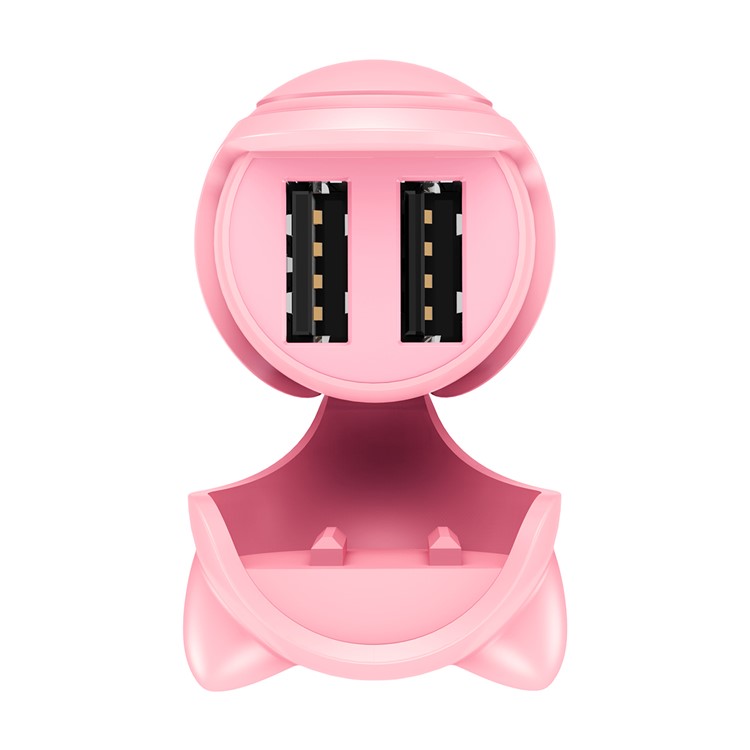 BASEUS Adorkable DC12-24V Input Dual Port Output Car Charger for iPhone iPad Samsung etc. - Pink-5