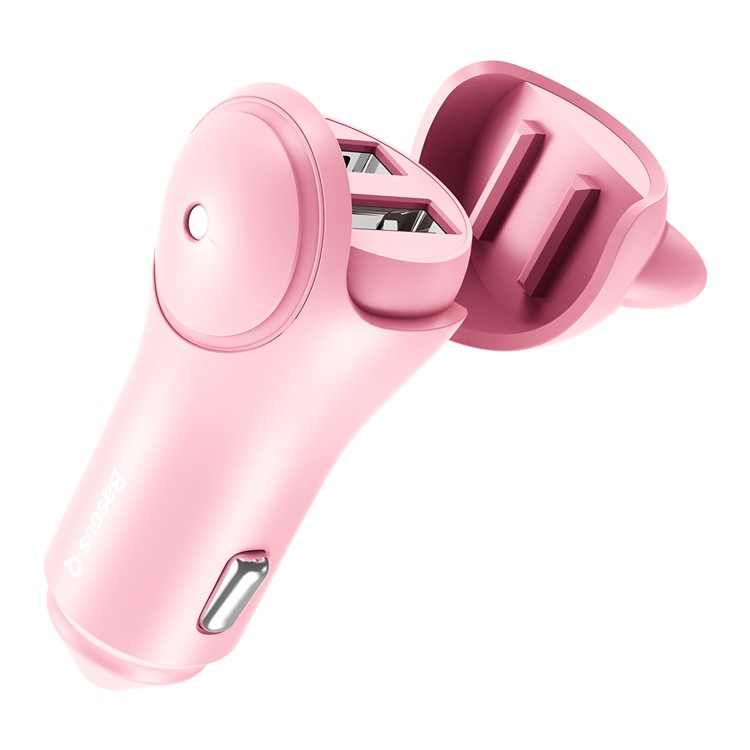 BASEUS Adorkable DC12-24V Input Dual Port Output Car Charger for iPhone iPad Samsung etc. - Pink-6