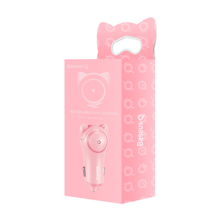 BASEUS Adorkable DC12-24V Input Dual Port Output Car Charger for iPhone iPad Samsung etc. - Pink-8