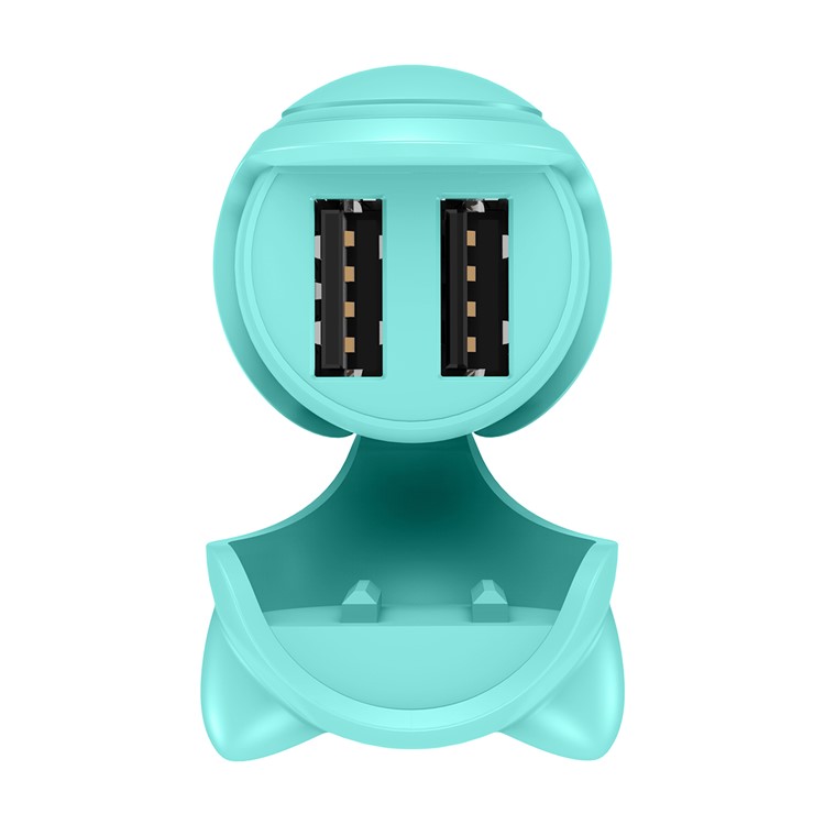 BASEUS Adorkable DC12-24V Input Dual Port Output Car Charger for iPhone iPad Samsung etc. - Cyan-5