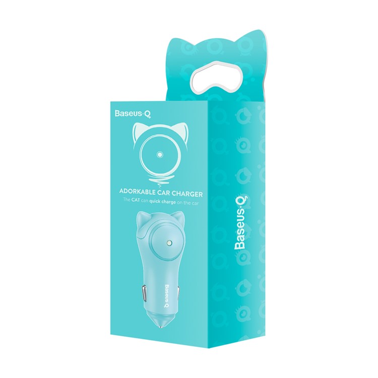 BASEUS Adorkable DC12-24V Input Dual Port Output Car Charger for iPhone iPad Samsung etc. - Cyan-8