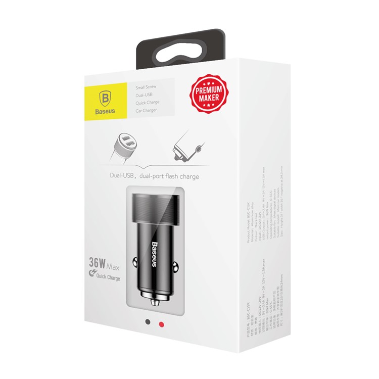 BASEUS QC3.0 Dual USB 36W Fast Car Charge Charger for iPhone Samsung - Black-9