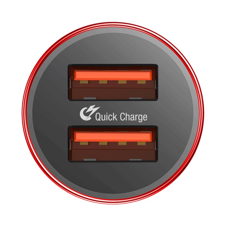 BASEUS 2 USB Ports QC3.0 36W Quick Car Charge Charger for iPhone Samsung - Red-3