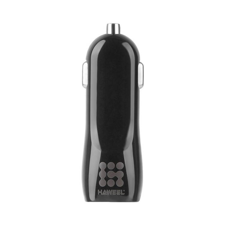 HAWEEL S-HWL-1001W Car Cigarette Lighter Power Socket Dual USB Port Charger Adapter for iPhone Samsung Etc. - Black-3