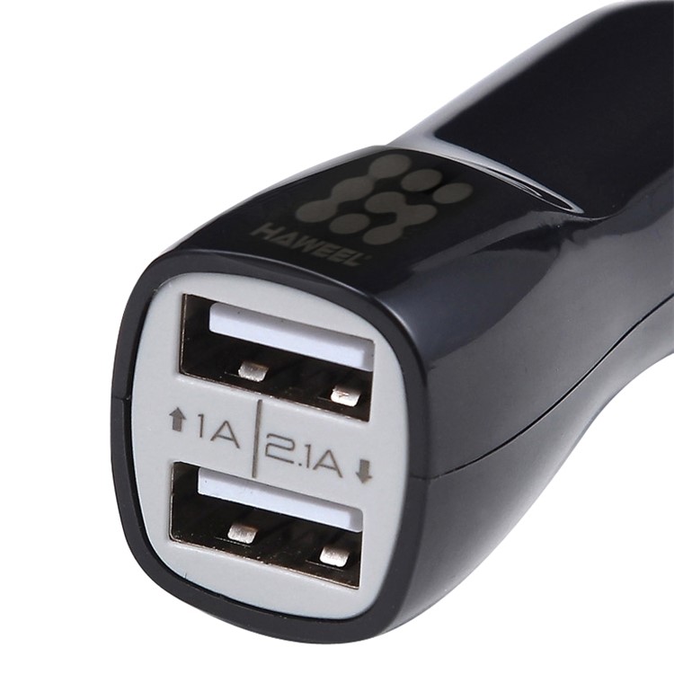 HAWEEL S-HWL-1001W Car Cigarette Lighter Power Socket Dual USB Port Charger Adapter for iPhone Samsung Etc. - Black-4