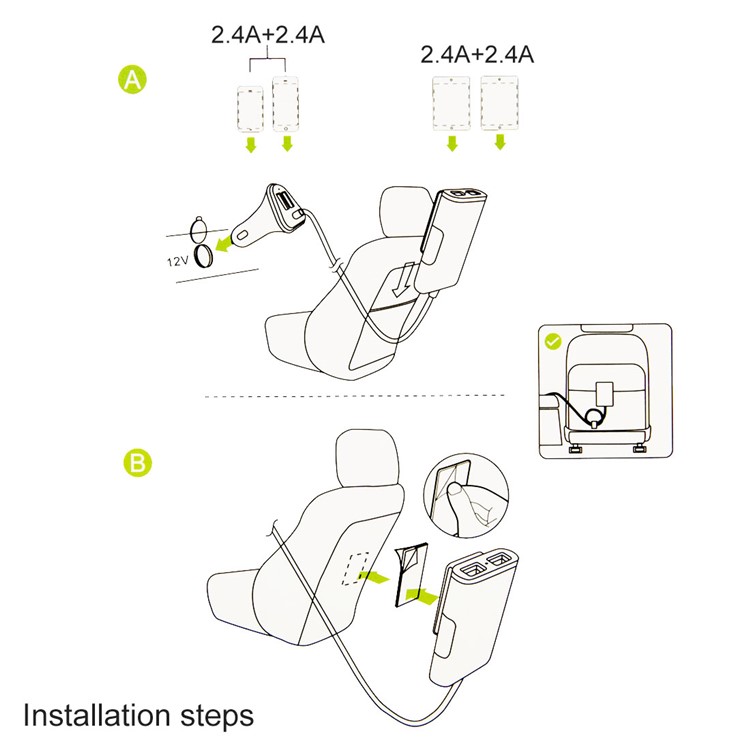 HAWEEL HWL-3001 9.6A 4 Ports USB Passenger Car Charger with Extending USB HUB 1.8m-4