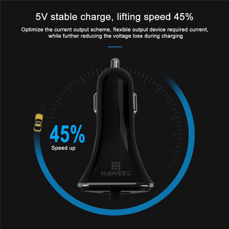 HAWEEL HWL-3001 9.6A 4 Ports USB Passenger Car Charger with Extending USB HUB 1.8m-9