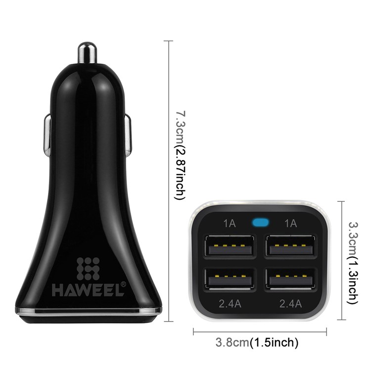 HAWEEL S-HWL-3010B Multifunction 6.8A Four USB Ports Car Charger-3