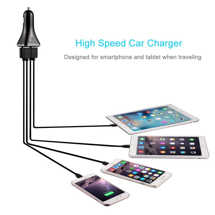 HAWEEL S-HWL-3010B Multifunction 6.8A Four USB Ports Car Charger-5