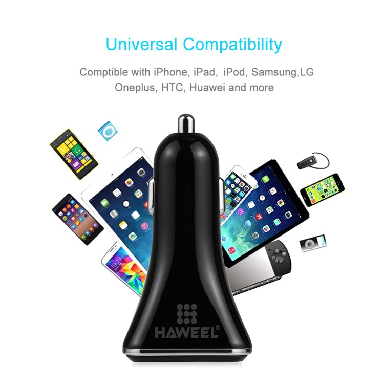 HAWEEL S-HWL-3010B Multifunction 6.8A Four USB Ports Car Charger-6