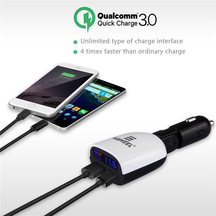 HAWEEL 3020B Dual USB Ports Quick Charge QC3.0 USB Car Charger with LCD Display-10