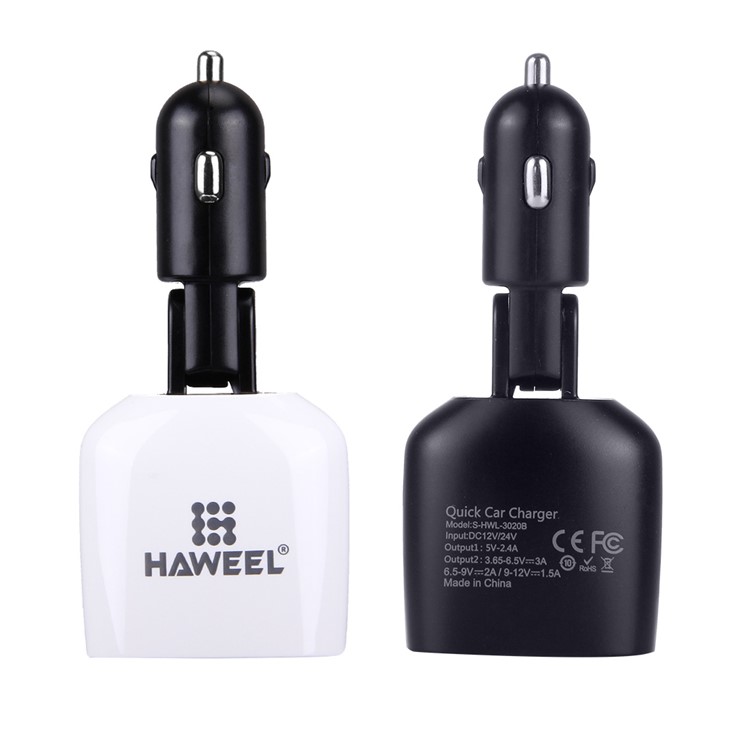 HAWEEL 3020B Dual USB Ports Quick Charge QC3.0 USB Car Charger with LCD Display-3