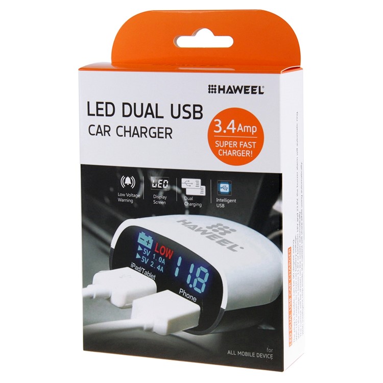 HAWEEL 3020B Dual USB Ports Quick Charge QC3.0 USB Car Charger with LCD Display-5