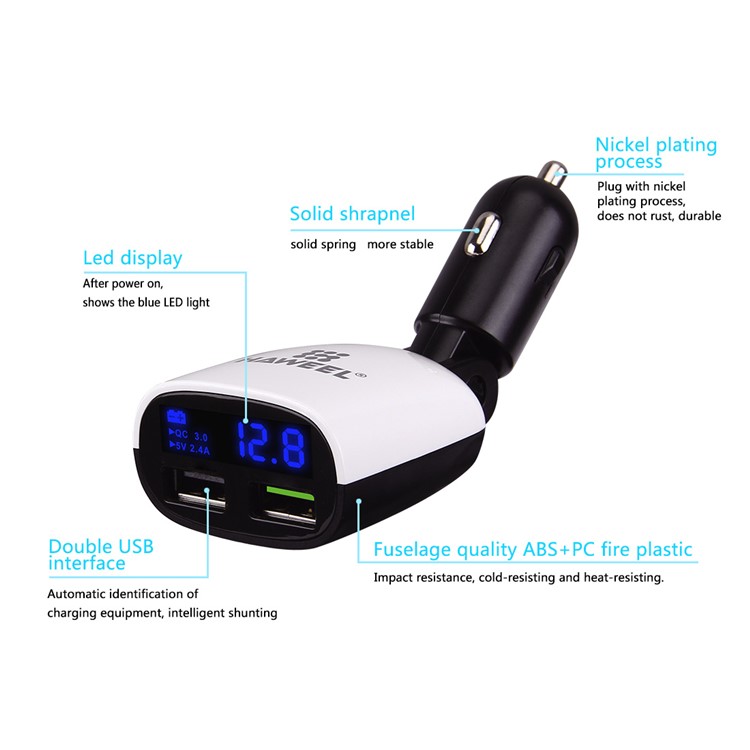 HAWEEL 3020B Dual USB Ports Quick Charge QC3.0 USB Car Charger with LCD Display-8