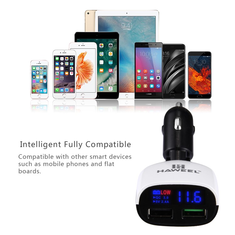 HAWEEL 3020B Dual USB Ports Quick Charge QC3.0 USB Car Charger with LCD Display-9