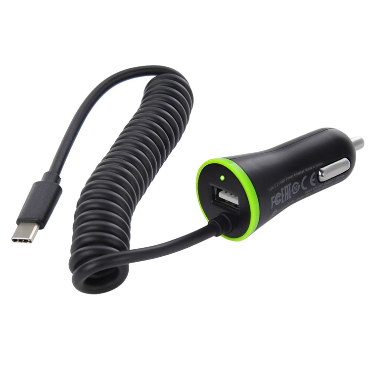 HAWEEL HWL-3312 Portable 2.1A Car Charger with USB Type C Spring Cable-3