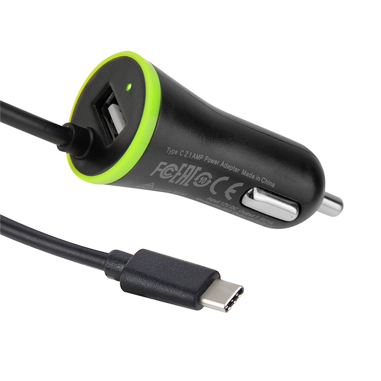 HAWEEL HWL-3312 Portable 2.1A Car Charger with USB Type C Spring Cable-4