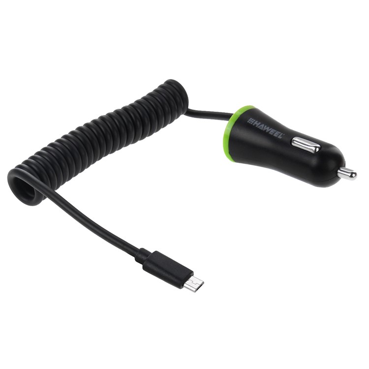 HAWEEL HWL-3310B Mini 2.1A Car Charger with Micro USB Spring Cord-2