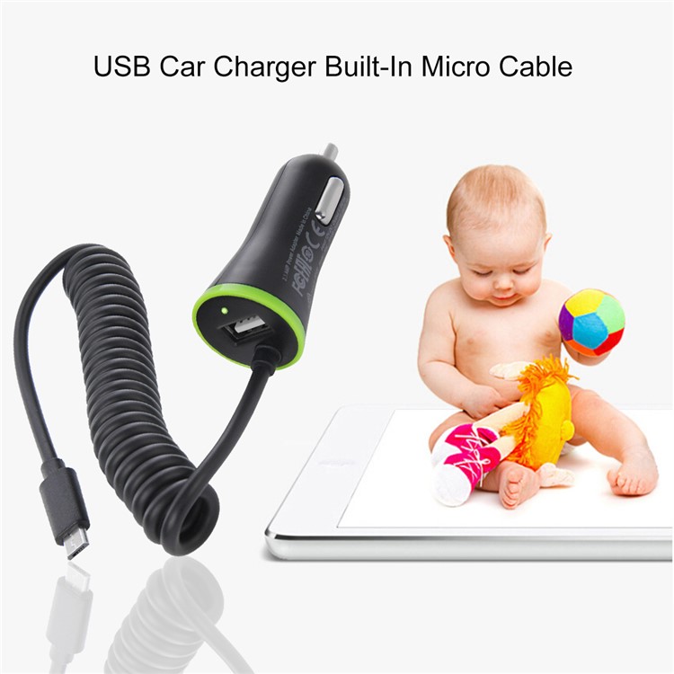 HAWEEL HWL-3310B Mini 2.1A Car Charger with Micro USB Spring Cord-5