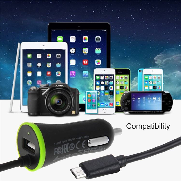 HAWEEL HWL-3310B Mini 2.1A Car Charger with Micro USB Spring Cord-7