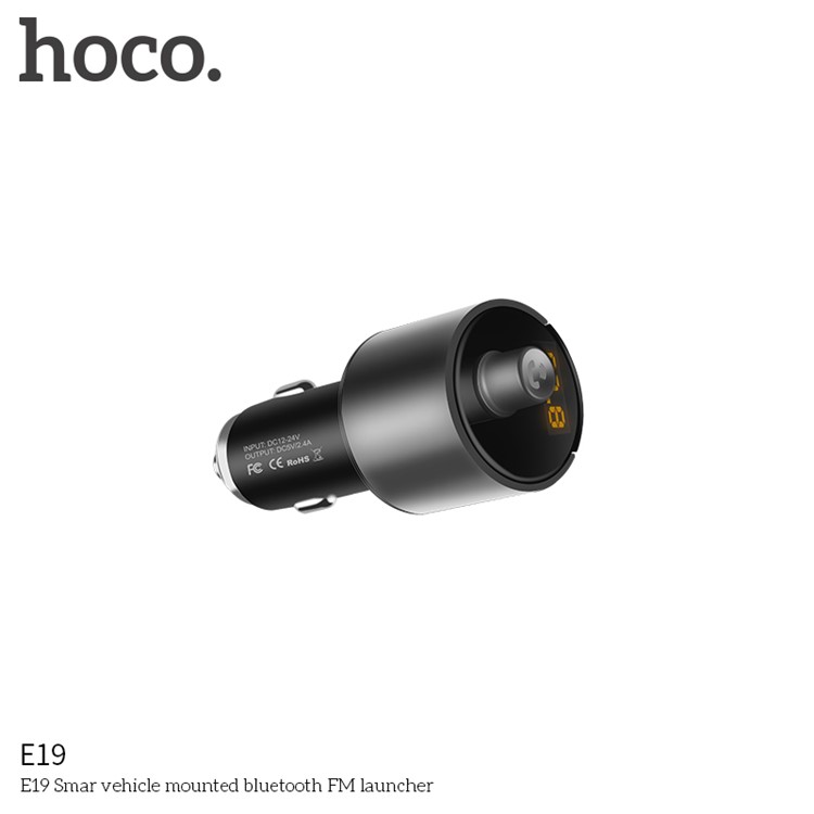 HOCO E19 Smart Car Wireless FM Transmitter Bluetooth Hands-free Car Kit-2