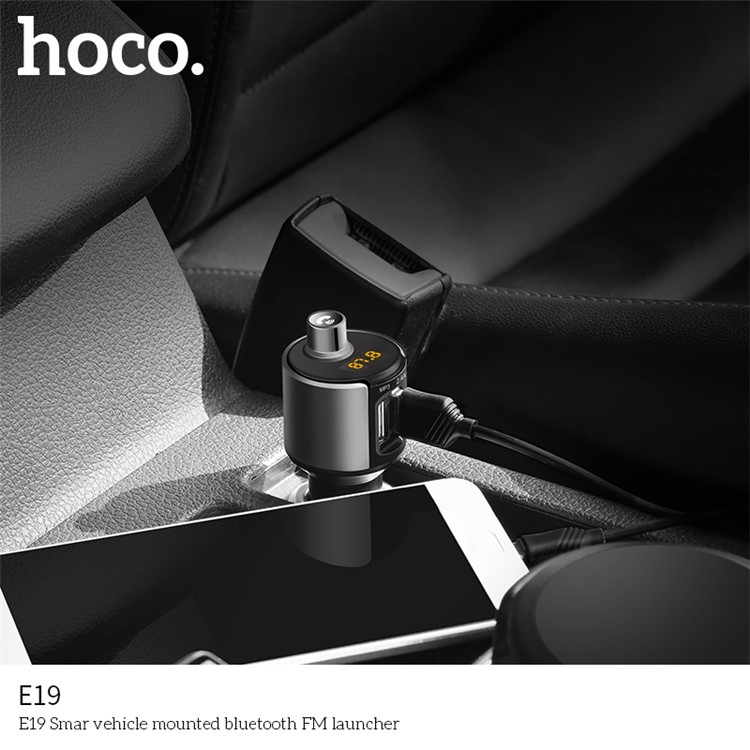 HOCO E19 Smart Car Wireless FM Transmitter Bluetooth Hands-free Car Kit-7