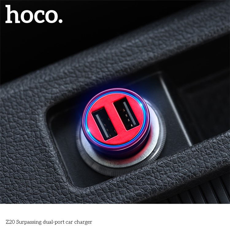 HOCO Z20 Surpassing Dual USB Ports 4.8A Car Charger for iPhone iPad Samsung - Red-7