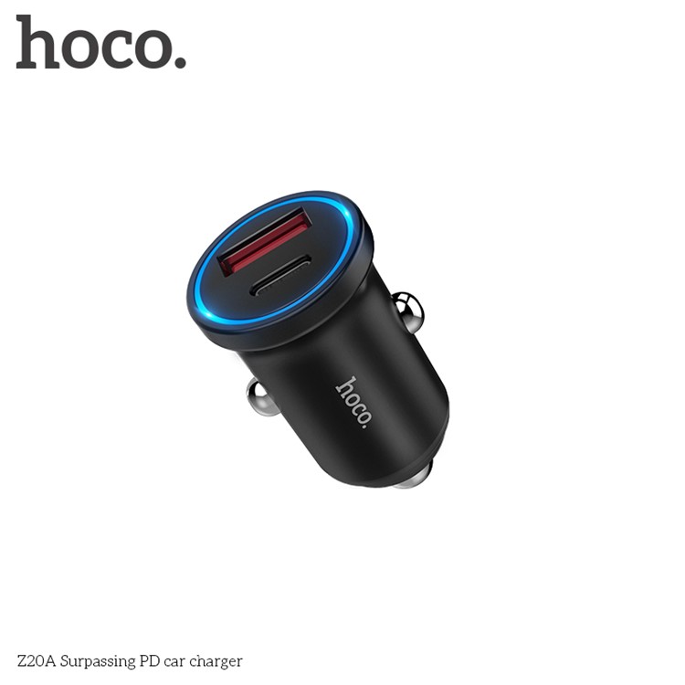 HOCO Z20A Surpassing QC 2.0/3.0 USB + PD Type-C Output 36W Car Charger for iPhone iPad Samsung-3