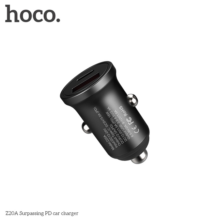 HOCO Z20A Surpassing QC 2.0/3.0 USB + PD Type-C Output 36W Car Charger for iPhone iPad Samsung-5