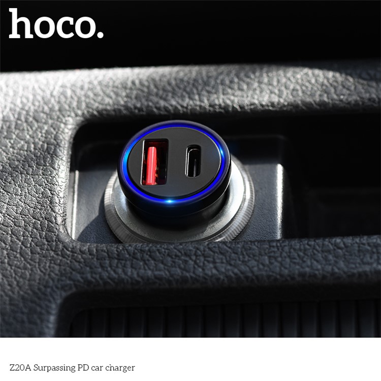 HOCO Z20A Surpassing QC 2.0/3.0 USB + PD Type-C Output 36W Car Charger for iPhone iPad Samsung-8