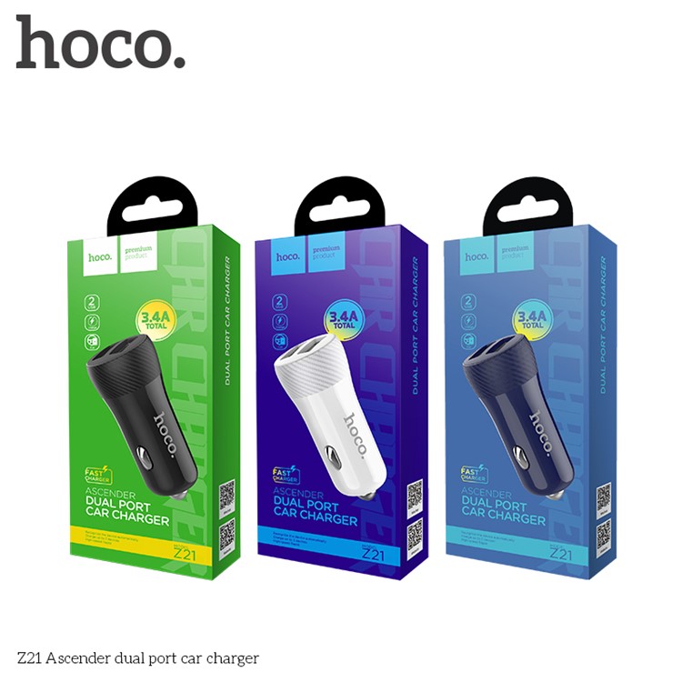 HOCO Z21 Ascender Mini Dual USB Outputs 3.4A Car Charger for iPhone iPad Samsung - Black-10