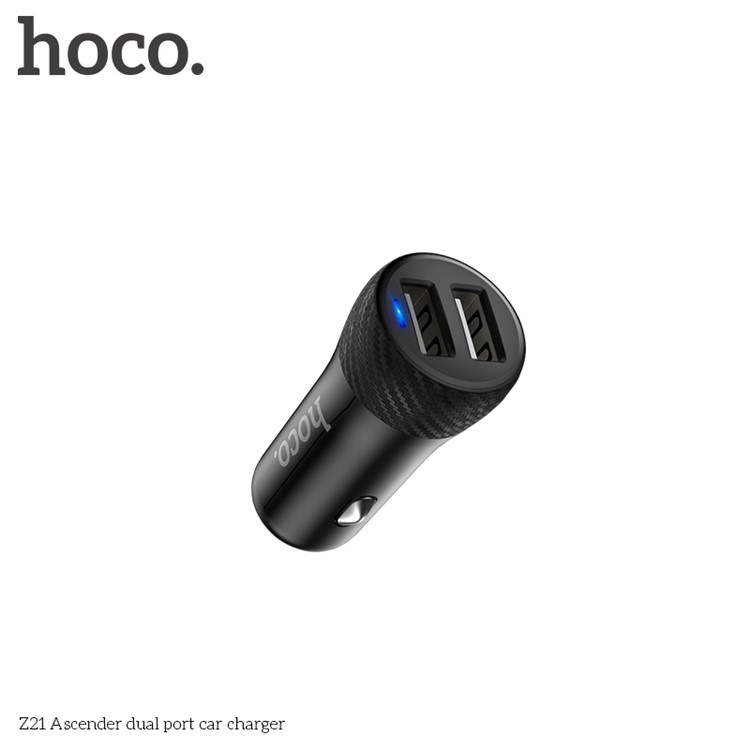 HOCO Z21 Ascender Mini Dual USB Outputs 3.4A Car Charger for iPhone iPad Samsung - Black-2