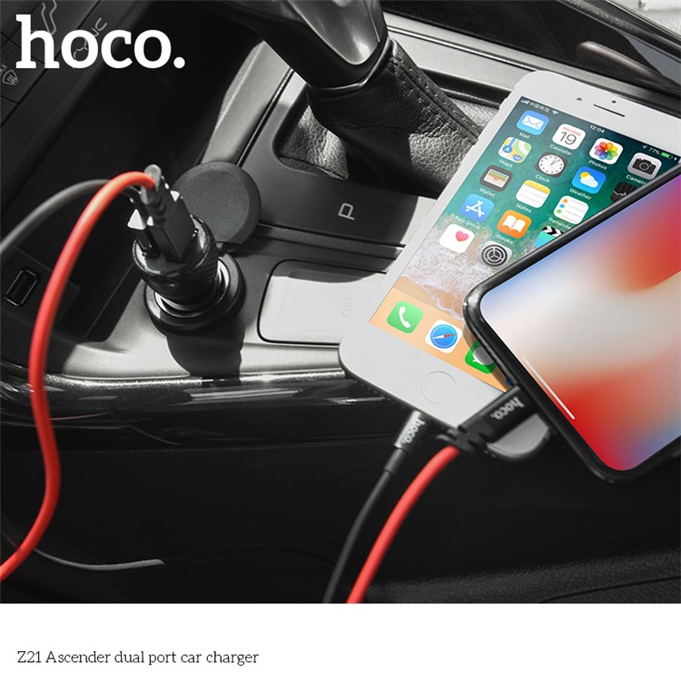 HOCO Z21 Ascender Mini Dual USB Outputs 3.4A Car Charger for iPhone iPad Samsung - Black-8
