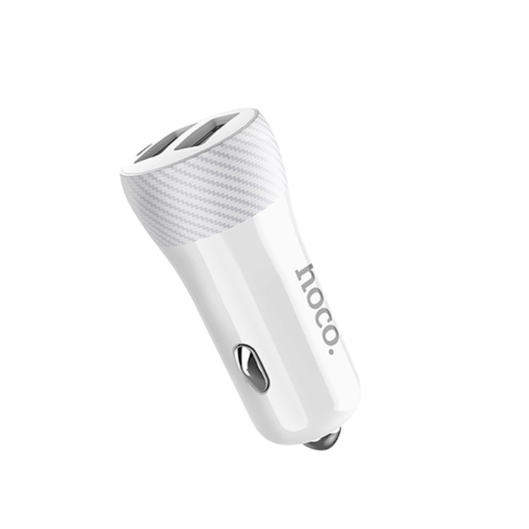 HOCO Z21 Ascender Dual USB Ports 3.4A Car Charger for iPhone iPad Samsung - White-1