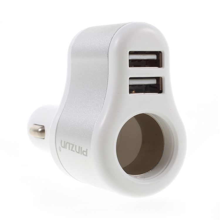 PINZUN CC-009 3.1A Fast Charge Dual USB Car Charger with Cigarette Lighter Socket - Silver-7
