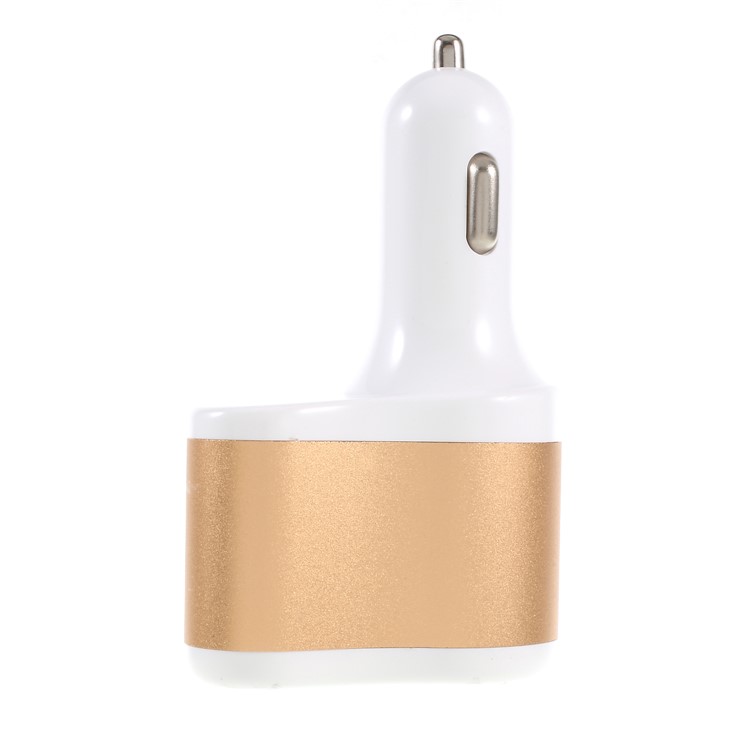 PINZUN CC-009 Fast Charge 3.1A Dual USB Car Charger + Single Cigarette Lighter Socket - Gold-5