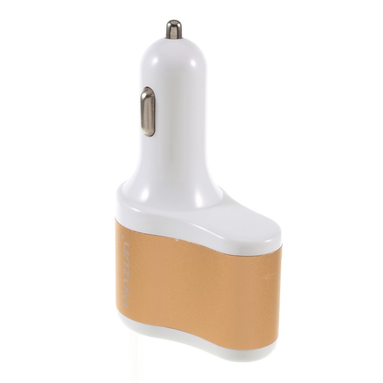 PINZUN CC-009 Fast Charge 3.1A Dual USB Car Charger + Single Cigarette Lighter Socket - Gold-9