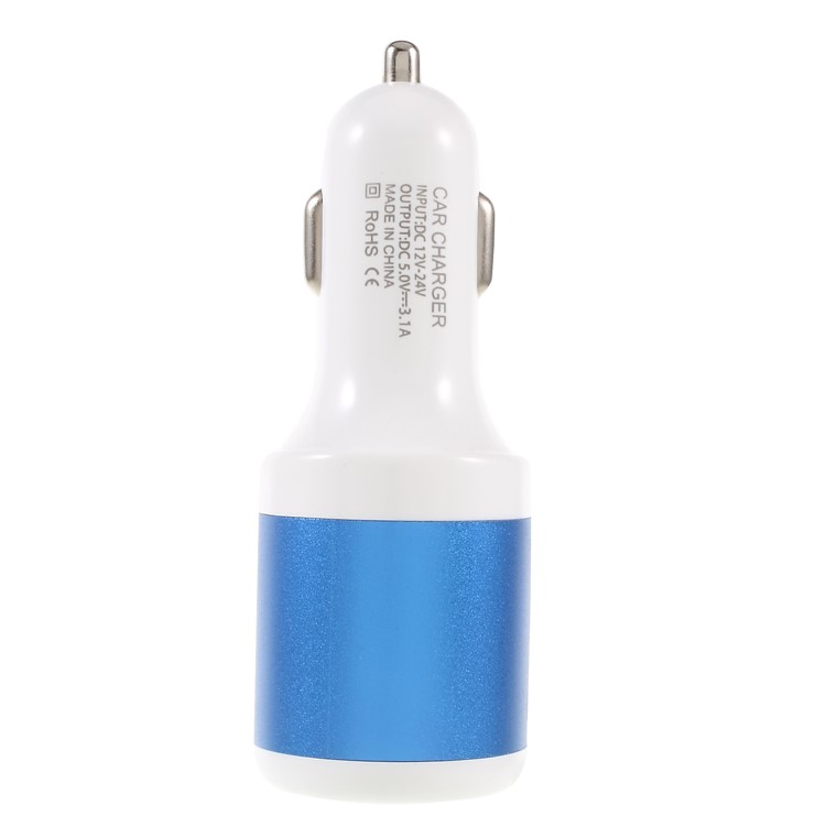 PINZUN CC-009 3.1A Fast Charge 2-USB Car Charger & Cigarette Lighter Socket Adapter - Blue-7