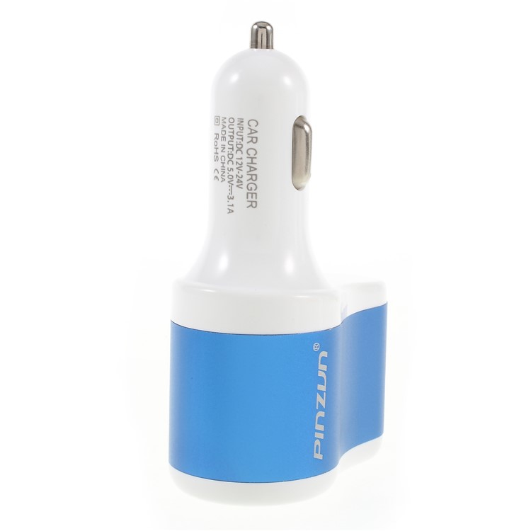 PINZUN CC-009 3.1A Fast Charge 2-USB Car Charger & Cigarette Lighter Socket Adapter - Blue-9