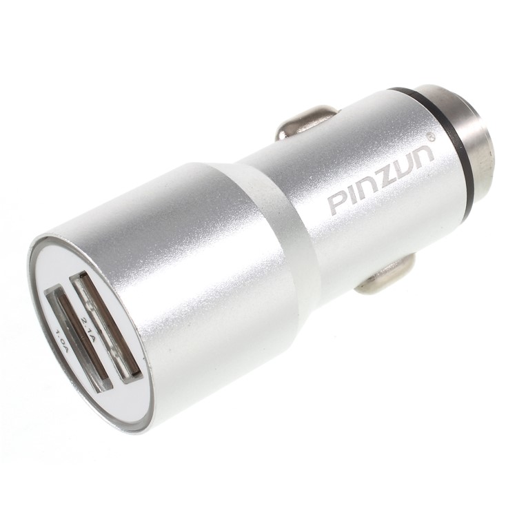 PINZUN CC-011 Dual USB Smart Car Charger with Safety Hammer - Silver-2