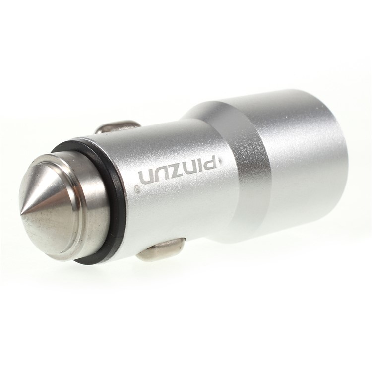 PINZUN CC-011 Dual USB Smart Car Charger with Safety Hammer - Silver-4