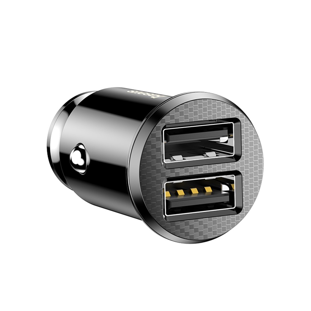 BASEUS CE/FCC/ROSH Grain Mini Dual USB Smart Car Charger 3.1A for iPhone iPad Samsung etc. - Black-5