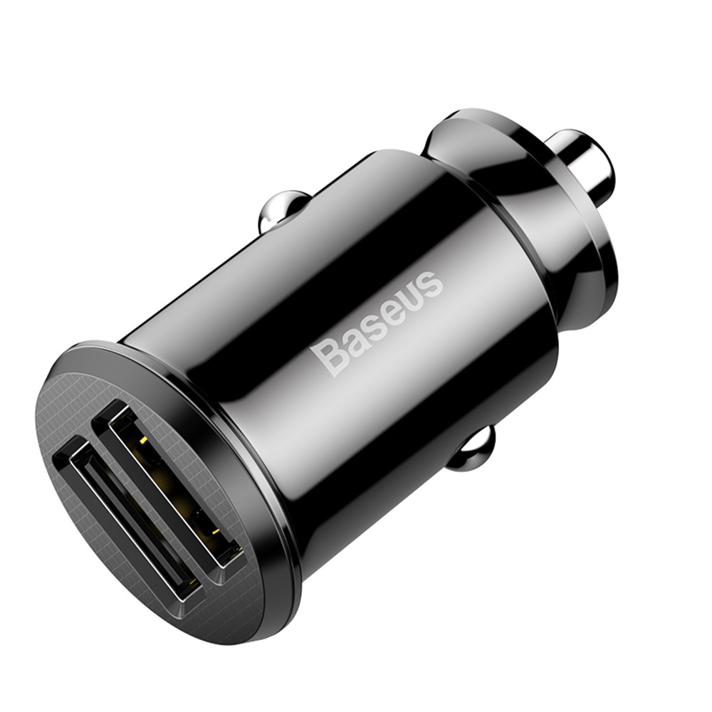 BASEUS CE/FCC/ROSH Grain Mini Dual USB Smart Car Charger 3.1A for iPhone iPad Samsung etc. - Black-6