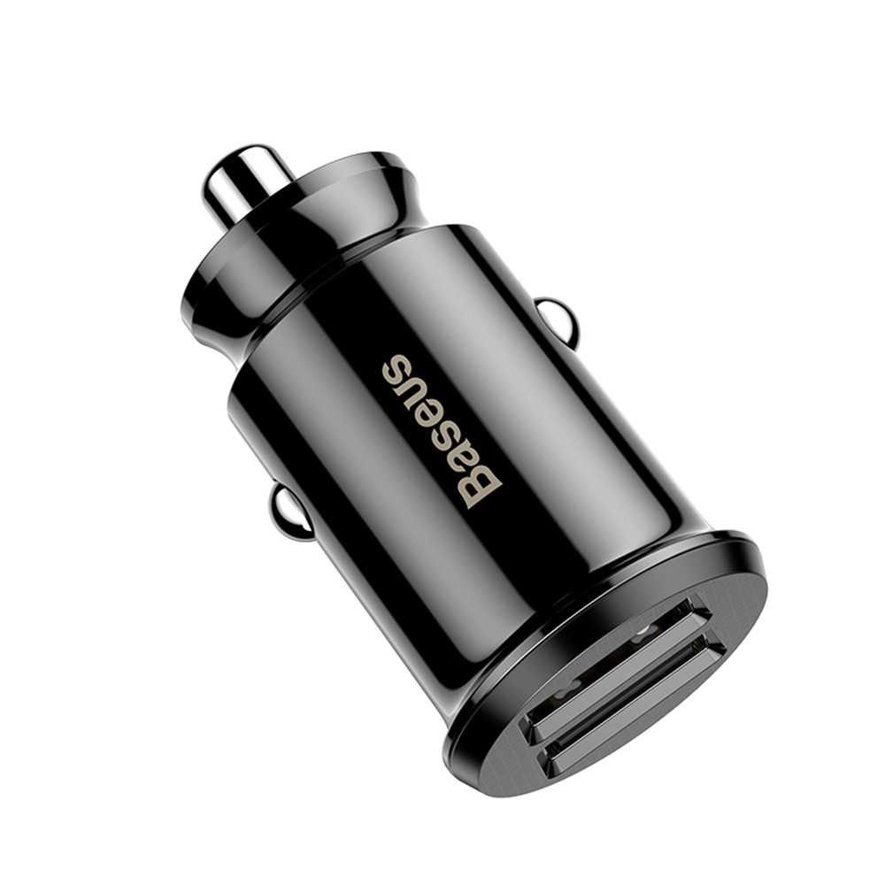 BASEUS CE/FCC/ROSH Grain Mini Dual USB Smart Car Charger 3.1A for iPhone iPad Samsung etc. - Black-7