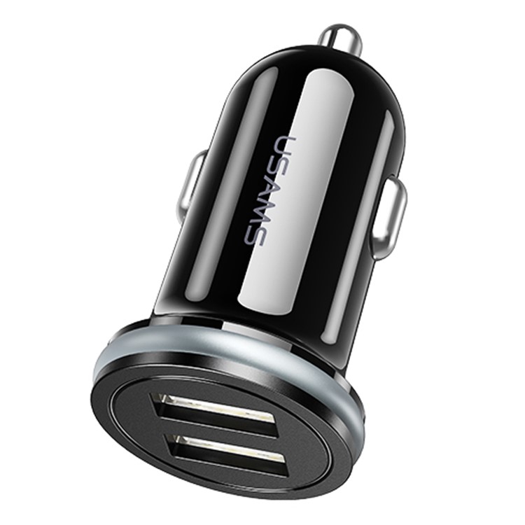 USAMS US-CC050 C4 2.4A Dual USB Smart Car Charger for iPhone iPad Samsung HTC Sony Huawei LG - Black-1